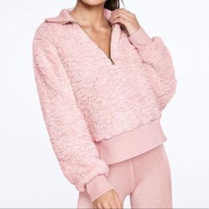 Pink Victoria’s Secret Sherpa Half Zip Sweatshirt